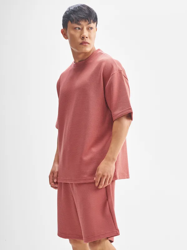Highlander Men Peach T-shirt With Shorts Co-Ords