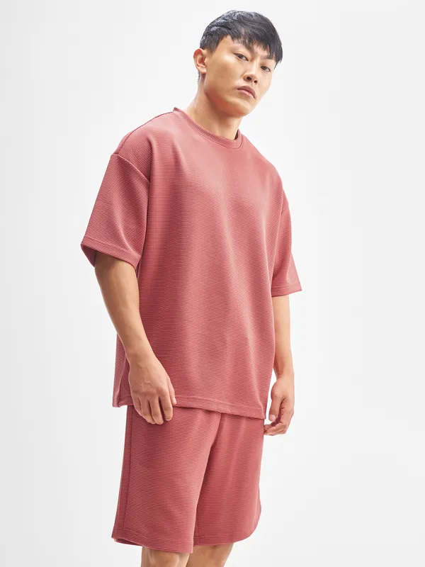 Highlander Men Peach T-shirt With Shorts Co-Ords