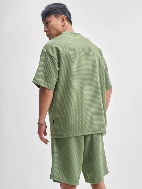 Highlander Men Olive T-Shirt With Shorts Co-Ords
