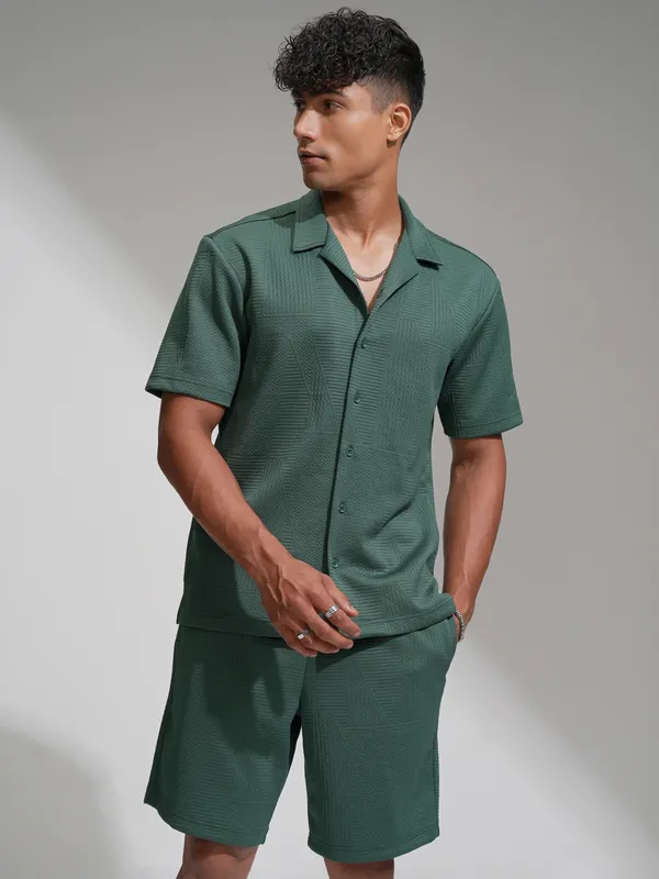 Highlander Men Teal Shirt With Shorts Co-Ords