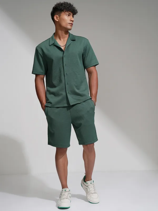 Highlander Men Teal Shirt With Shorts Co-Ords