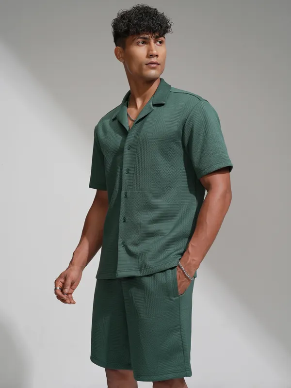 Highlander Men Teal Shirt With Shorts Co-Ords