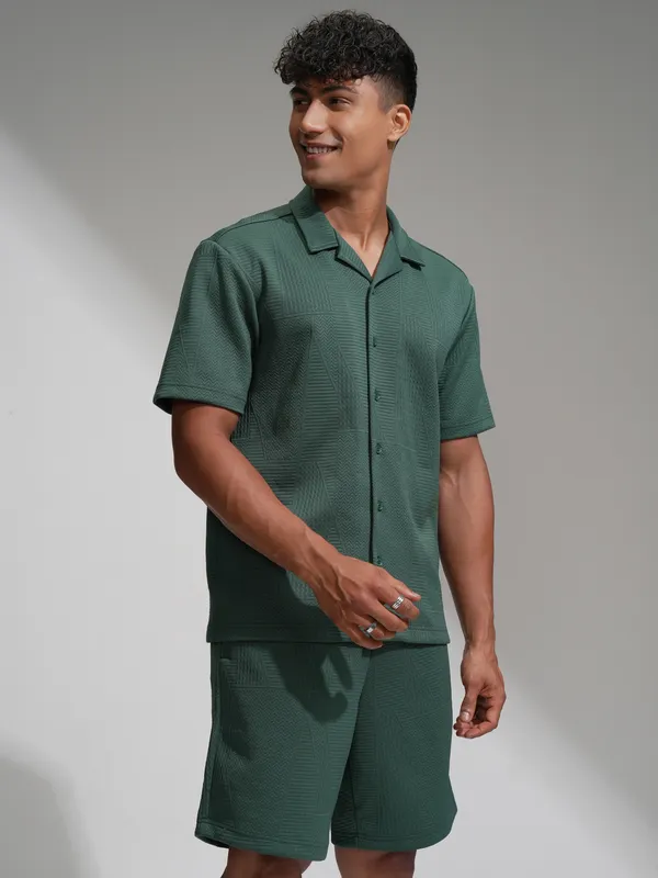 Highlander Men Teal Shirt With Shorts Co-Ords