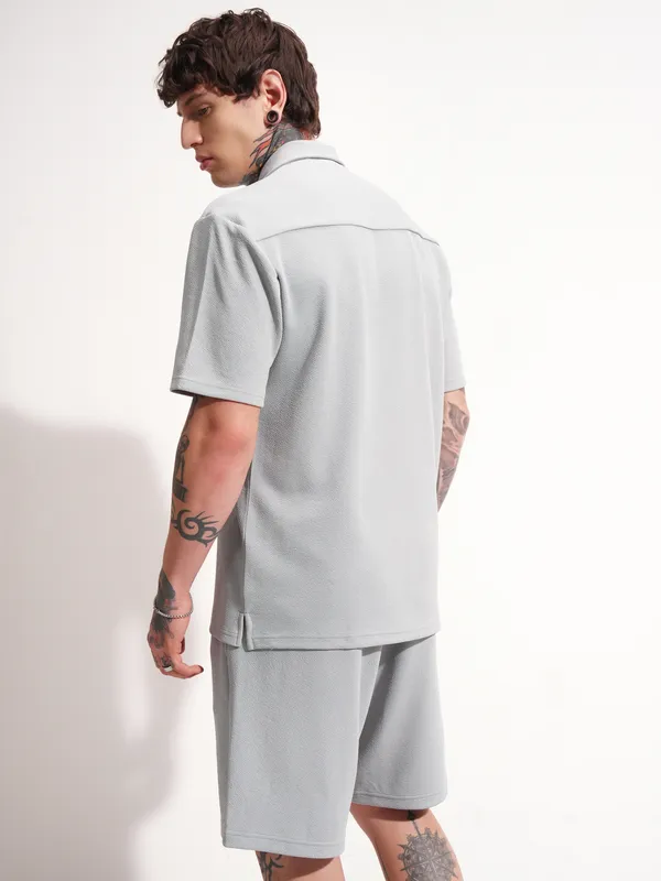 Highlander Men Grey Shirt With Shorts Co-Ords