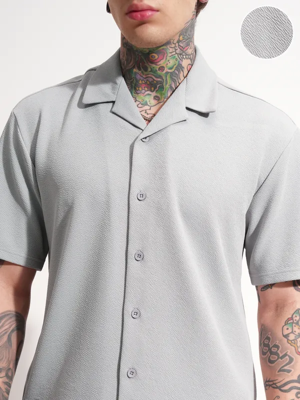 Highlander Men Grey Shirt With Shorts Co-Ords