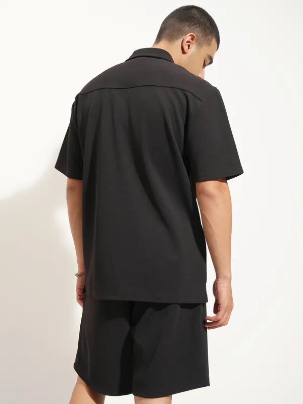 Highlander Men Black Shirt With Shorts Co-Ords