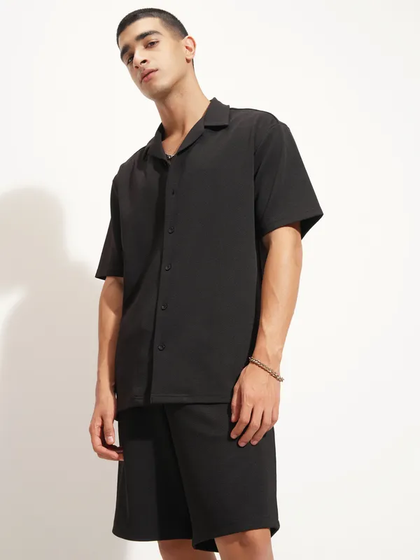 Highlander Men Black Shirt With Shorts Co-Ords