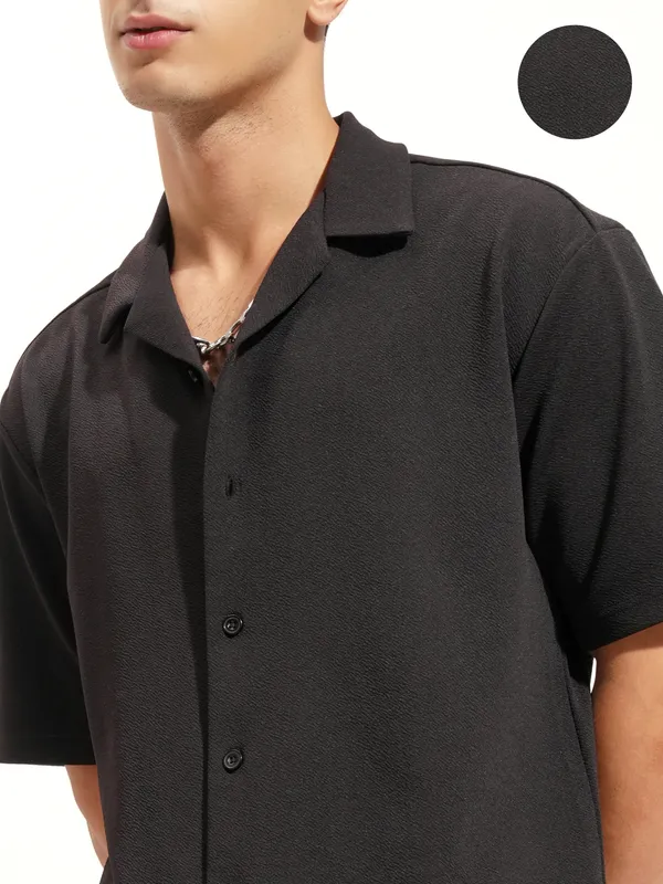 Highlander Men Black Shirt With Shorts Co-Ords