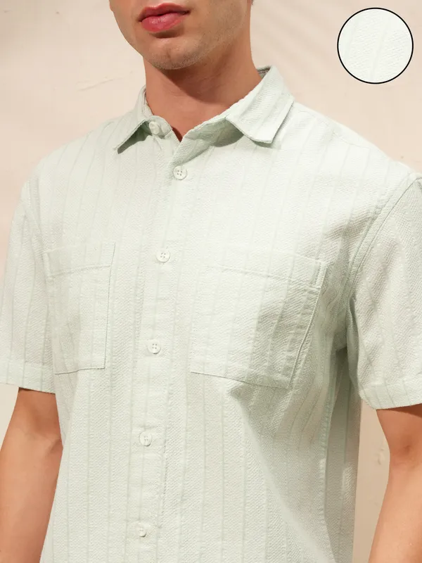 Highlander Men Green Shirt With Shorts Co-Ords