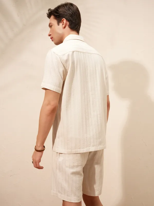 Highlander Men Beige Shirt With Shorts Co-Ords