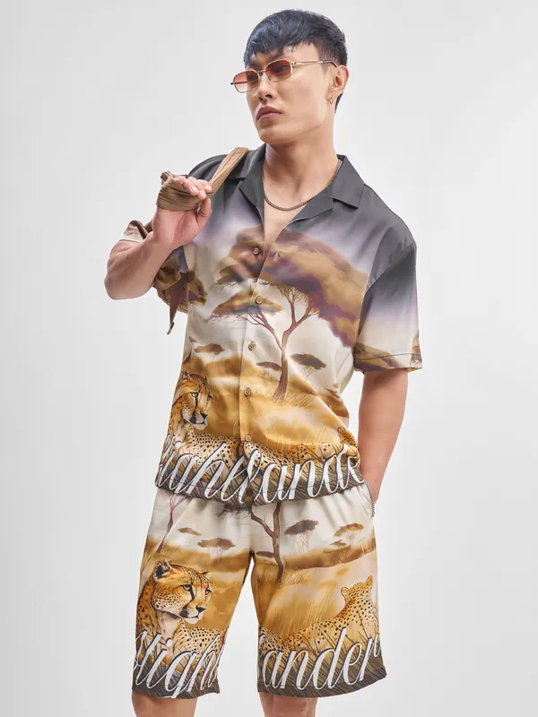 Highlander Men Multi Shirt With Shorts Co-Ords