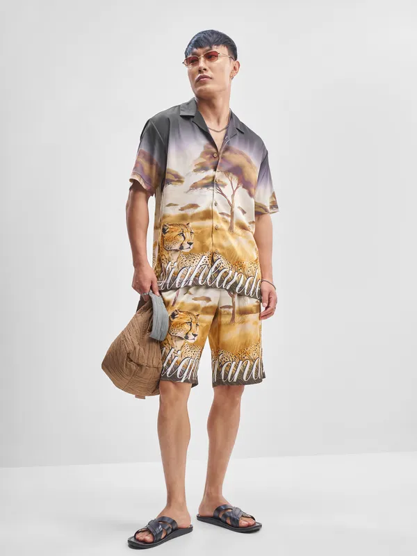 Highlander Men Multi Shirt With Shorts Co-Ords