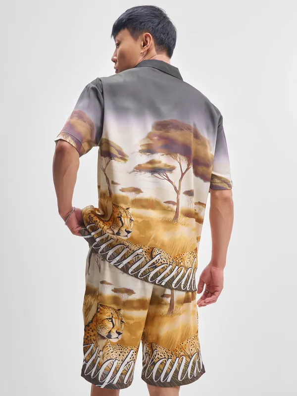 Highlander Men Multi Shirt With Shorts Co-Ords
