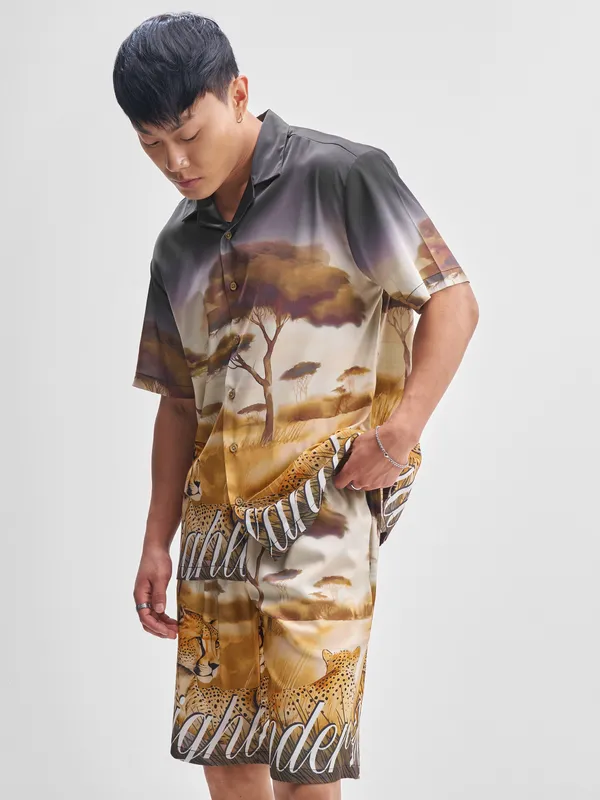 Highlander Men Multi Shirt With Shorts Co-Ords