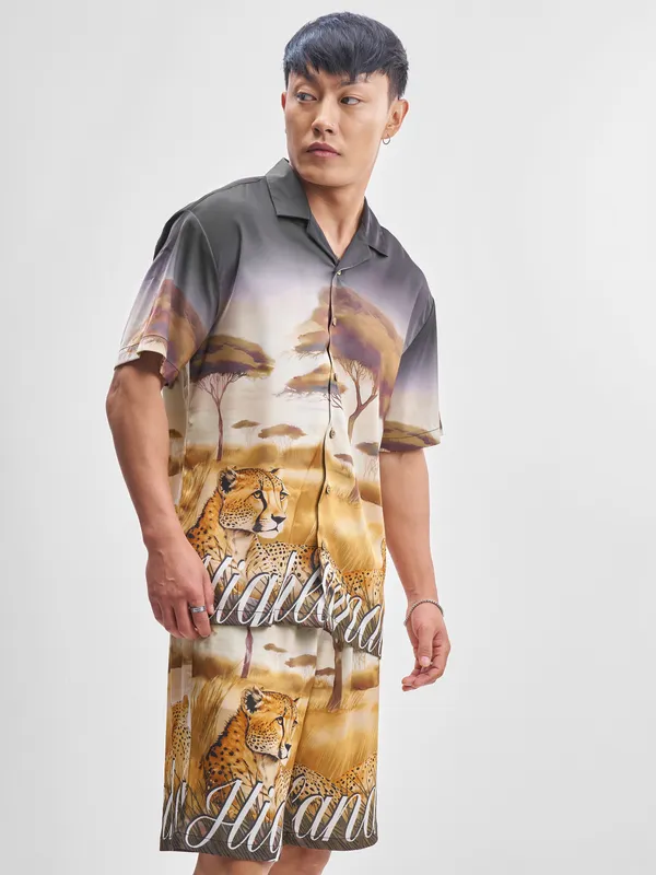 Highlander Men Multi Shirt With Shorts Co-Ords