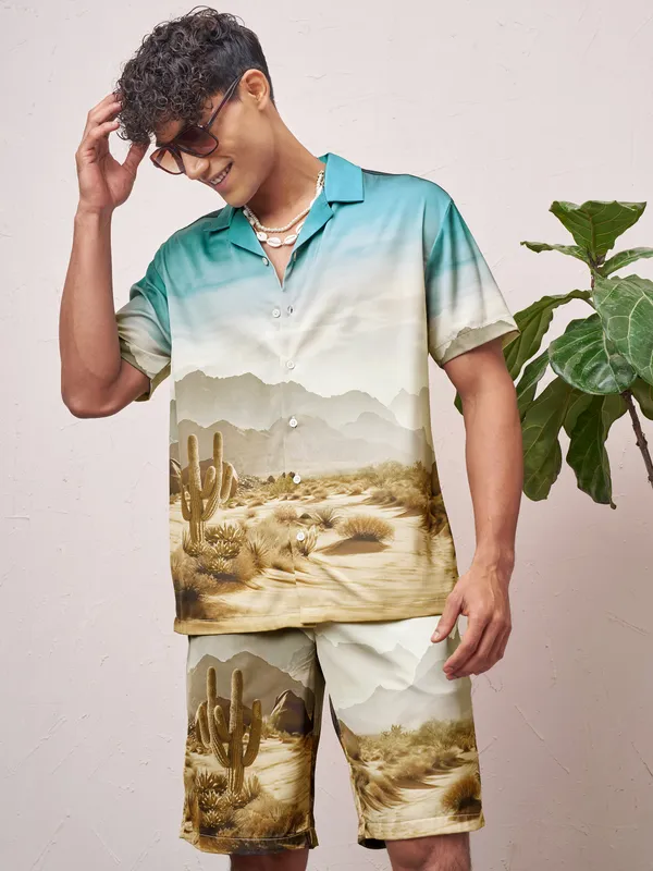 Highlander Men Multi Shirt With Shorts Co-Ords