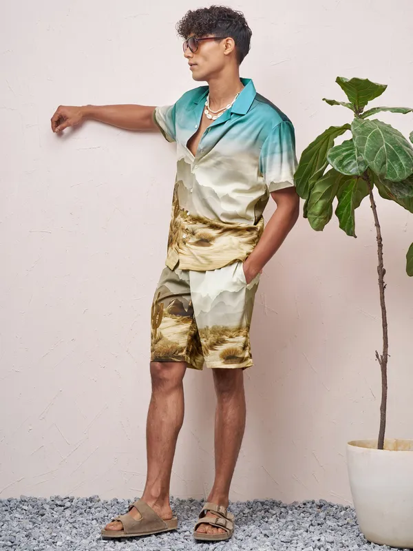 Highlander Men Multi Shirt With Shorts Co-Ords