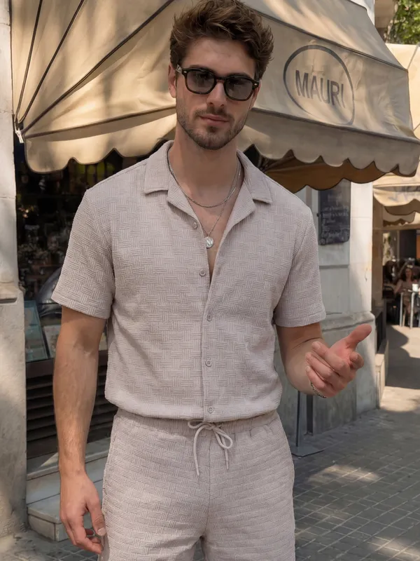 Highlander Men Lavender Shirt With Shorts Co-Ords