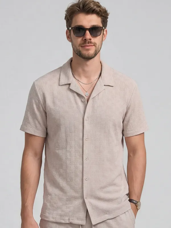 Highlander Men Lavender Shirt With Shorts Co-Ords