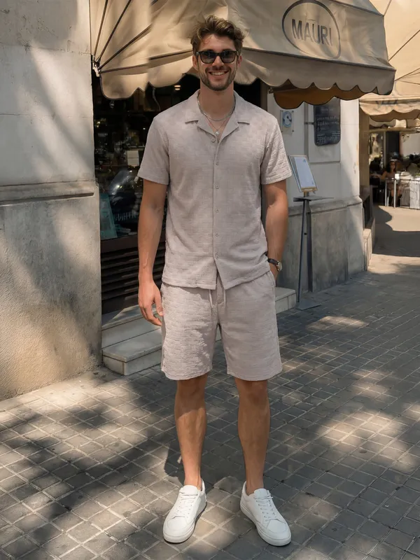 Highlander Men Lavender Shirt With Shorts Co-Ords