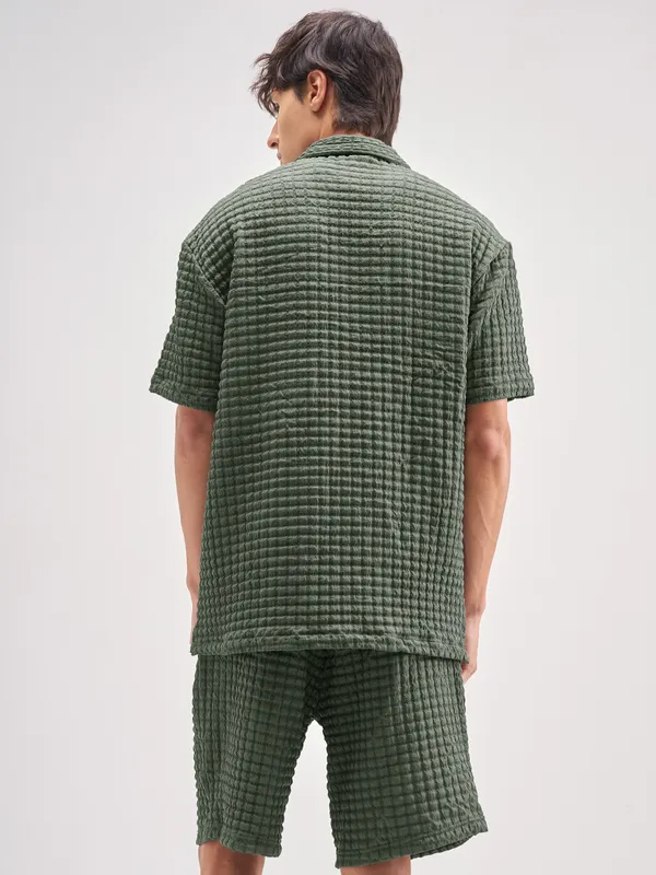 Highlander Men Olive Shirt With Shorts Co-Ords