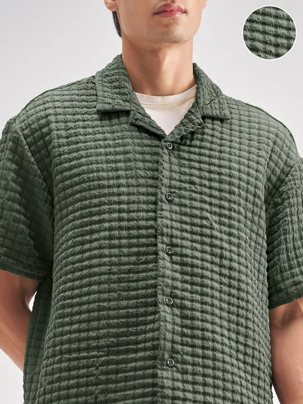 Highlander Men Olive Shirt With Shorts Co-Ords