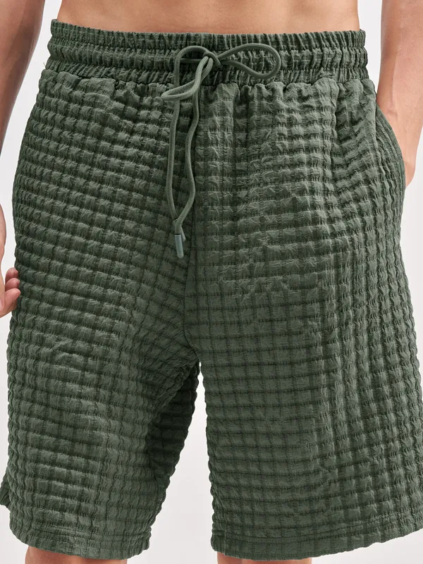 Highlander Men Olive Shirt With Shorts Co-Ords