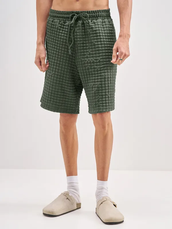 Highlander Men Olive Shirt With Shorts Co-Ords