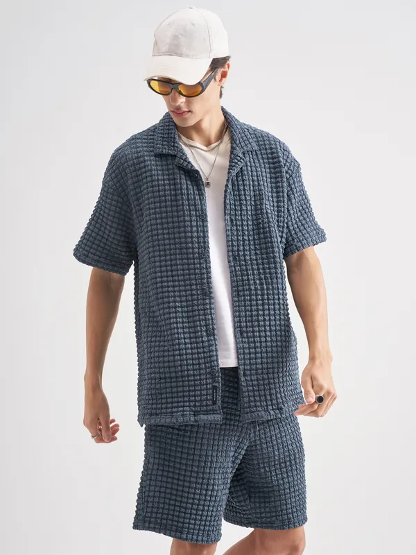 Highlander Men Blue Shirt With Shorts Co-Ords