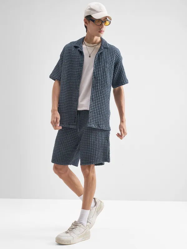Highlander Men Blue Shirt With Shorts Co-Ords