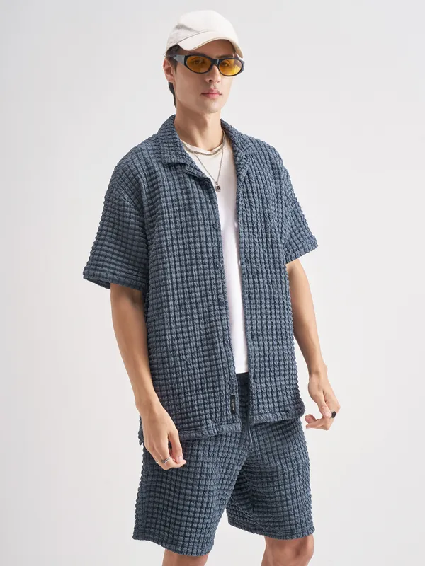 Highlander Men Blue Shirt With Shorts Co-Ords