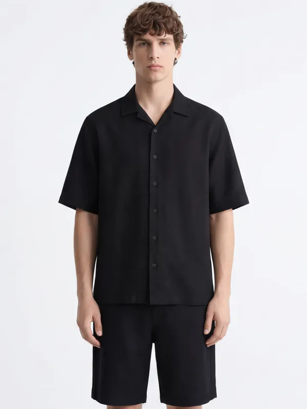 Highlander Men Black Shirt With Shorts Co-Ords