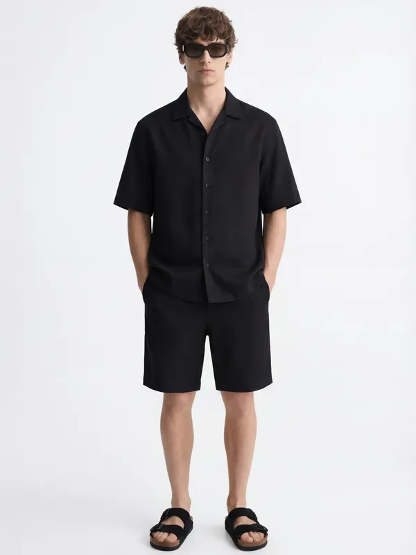Highlander Men Black Shirt With Shorts Co-Ords