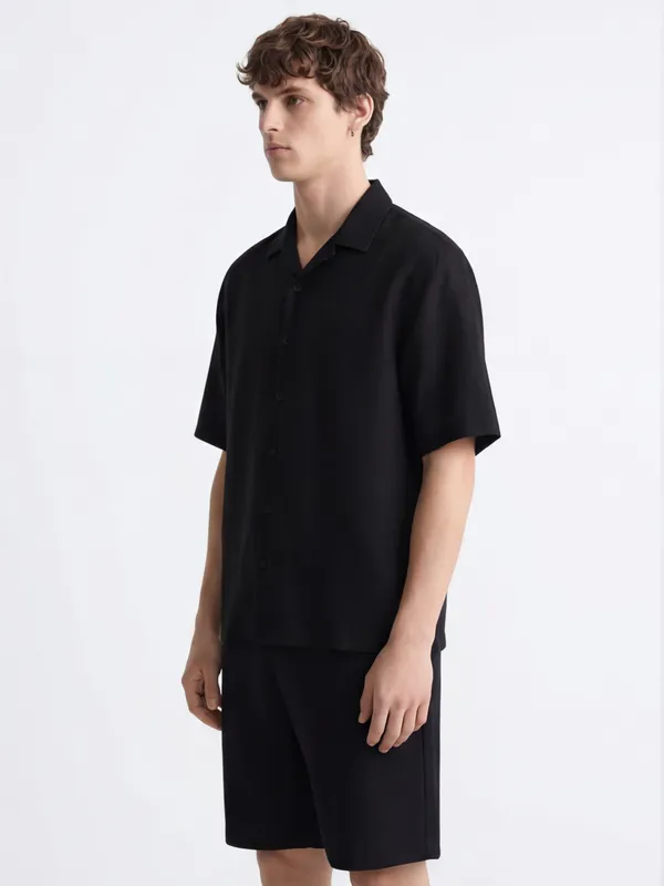 Highlander Men Black Shirt With Shorts Co-Ords