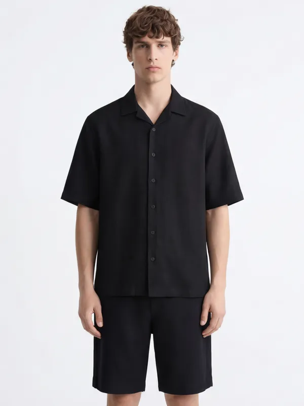 Highlander Men Black Shirt With Shorts Co-Ords