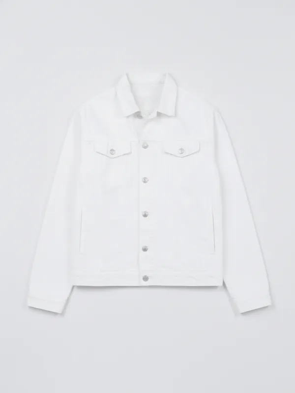 Highlander Men White Solid Denim Jacket