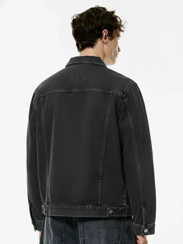 Highlander Men Grey Solid Denim Jacket