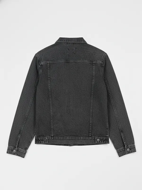 Highlander Men Grey Solid Denim Jacket