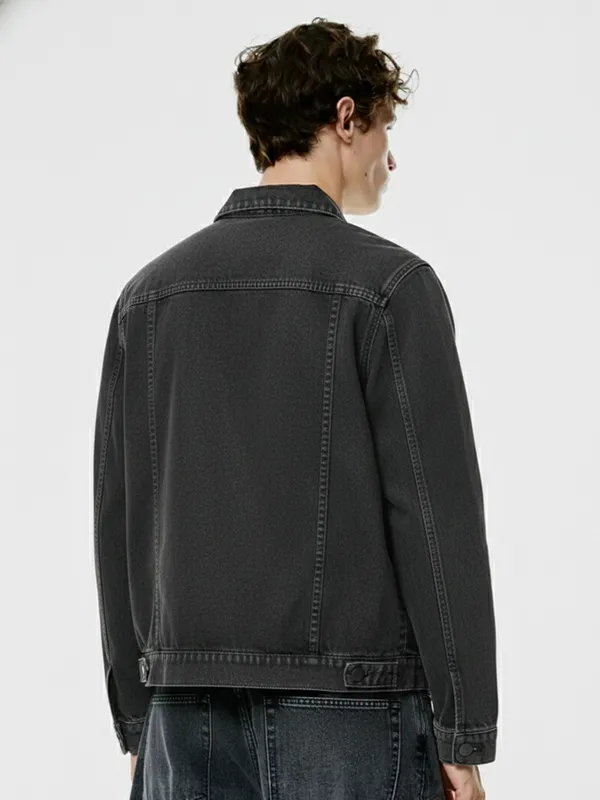 Highlander Men Black Solid Denim Jacket