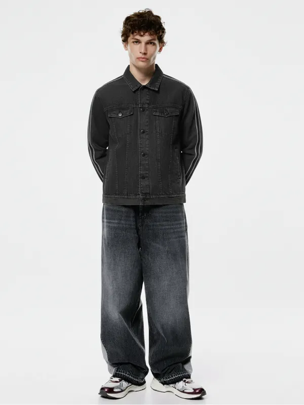 Highlander Men Black Solid Denim Jacket