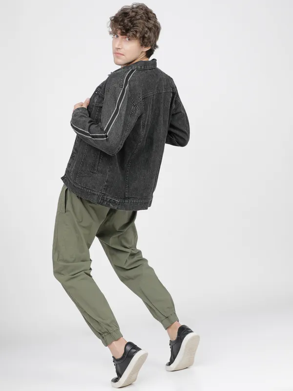 Highlander Men Black Solid Denim Jacket