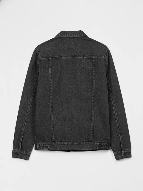 Highlander Men Black Solid Denim Jacket