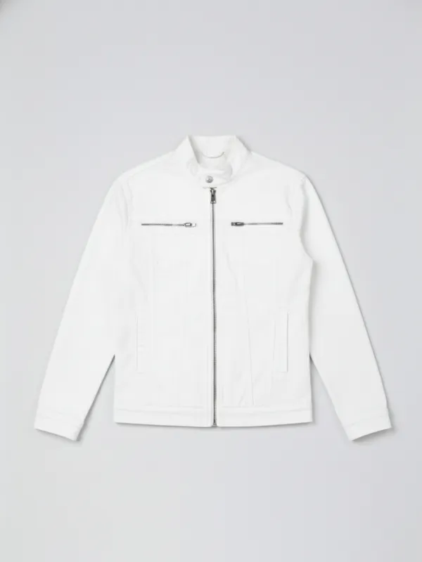 Highlander Men White Solid Tailored Jacket