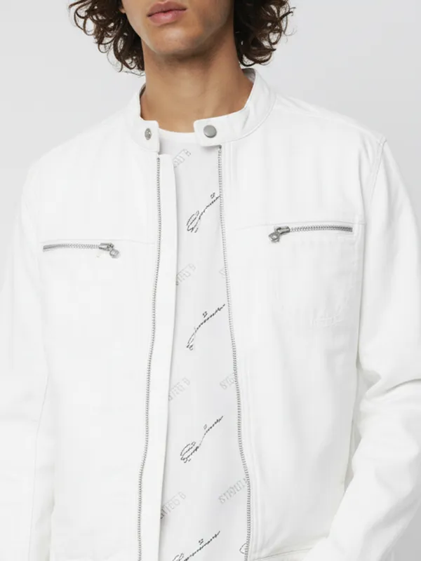 Highlander Men White Solid Tailored Jacket