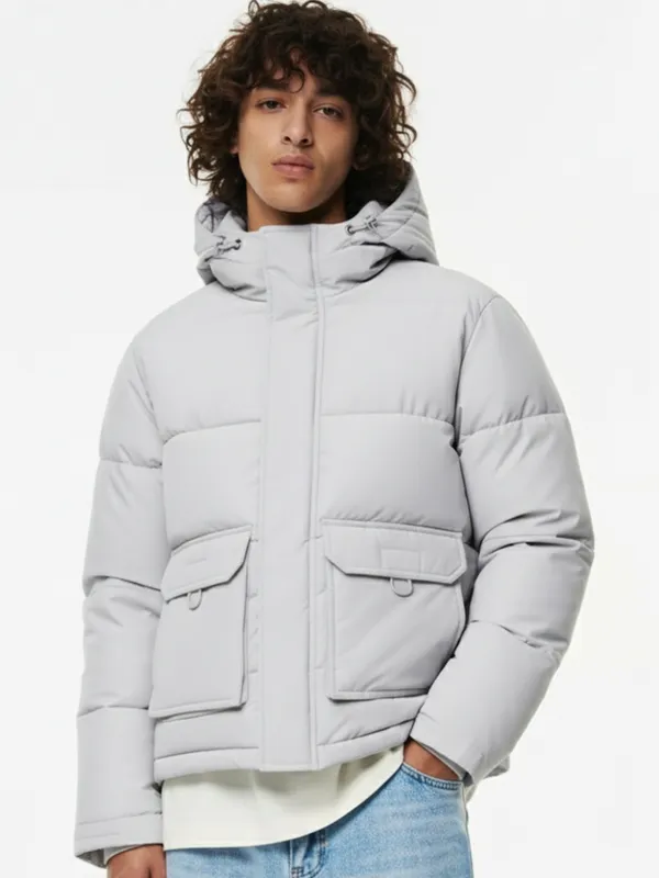 Highlander Men Grey Solid Puffer Jacket