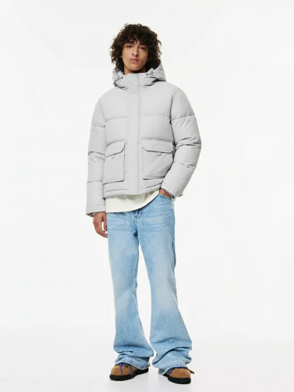 Highlander Men Grey Solid Puffer Jacket