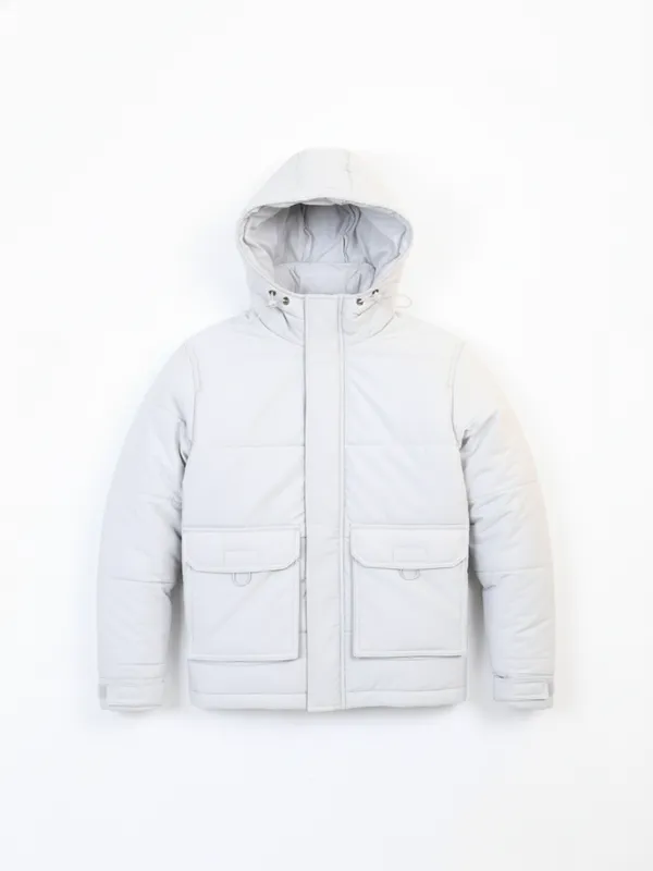 Highlander Men Grey Solid Puffer Jacket