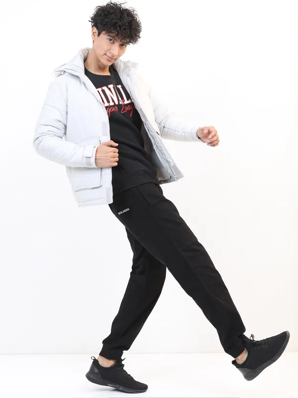 Highlander Men Grey Solid Puffer Jacket