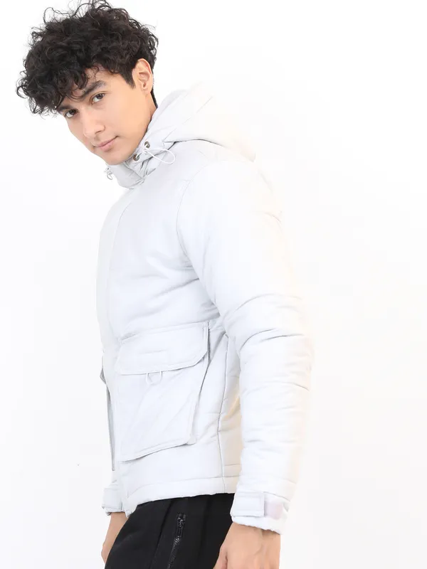 Highlander Men Grey Solid Puffer Jacket