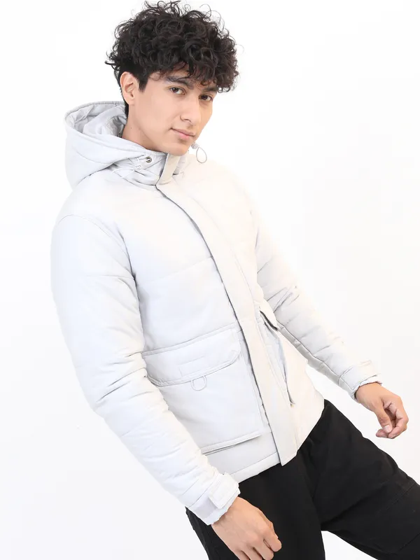 Highlander Men Grey Solid Puffer Jacket